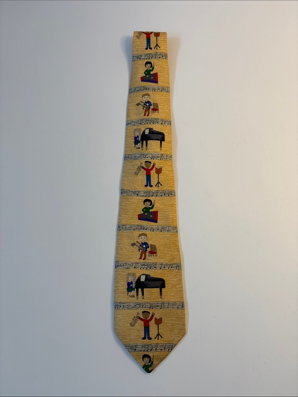 Men's Yellow Musical Novelty Tie - silk -481sku